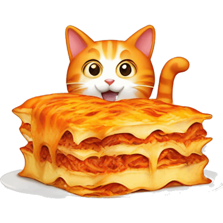 Orange cat eating lasagna emoji