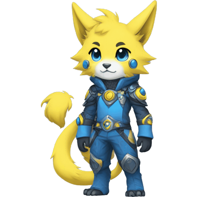 Anthro-Edgy-Cool-Blue-Yellow-Contrast-Colors-Fantasy-Fur-Sona-Chibi-Shiny-Fakémon-Hybrid full body emoji