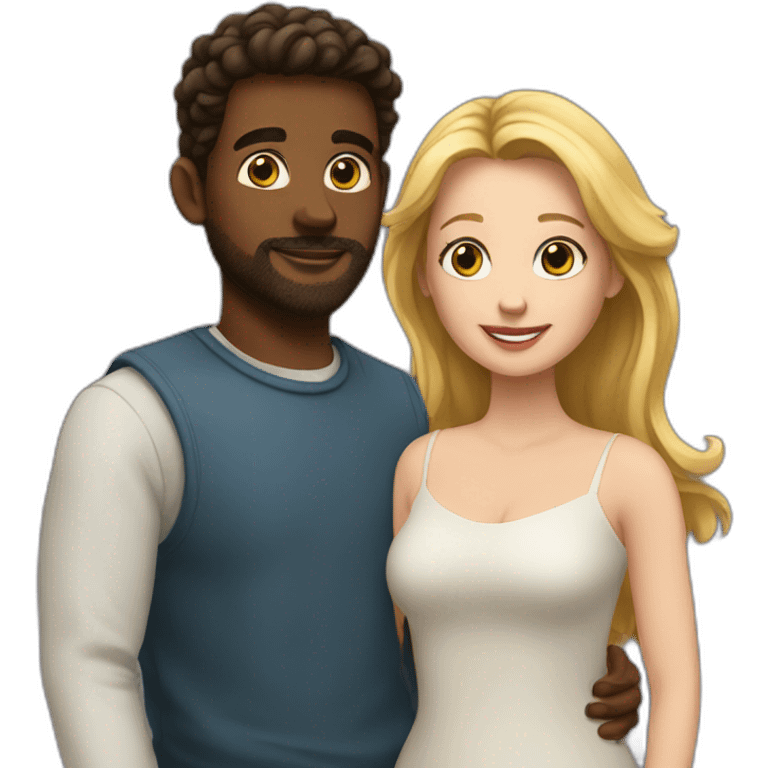 White couple brun of love emoji