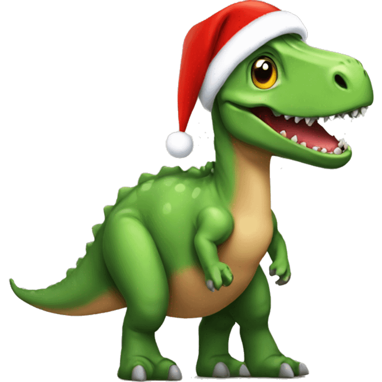 Dino wearing a Christmas hat emoji