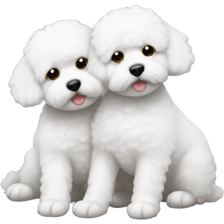 two bichons cuddling together  emoji