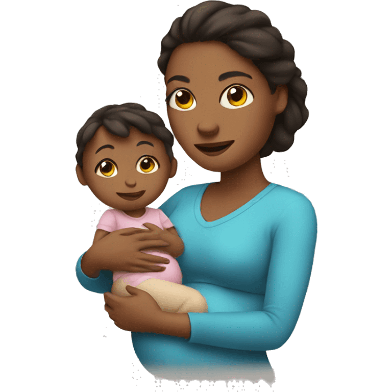 Pregnant woman holding a toddler  emoji