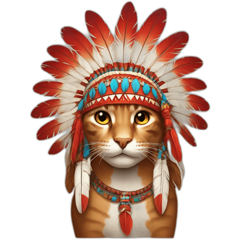 Cat wearing red indian headdress emoji