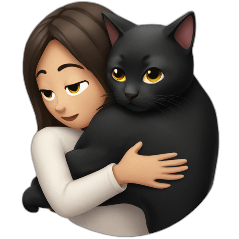 woman hugs black cat emoji