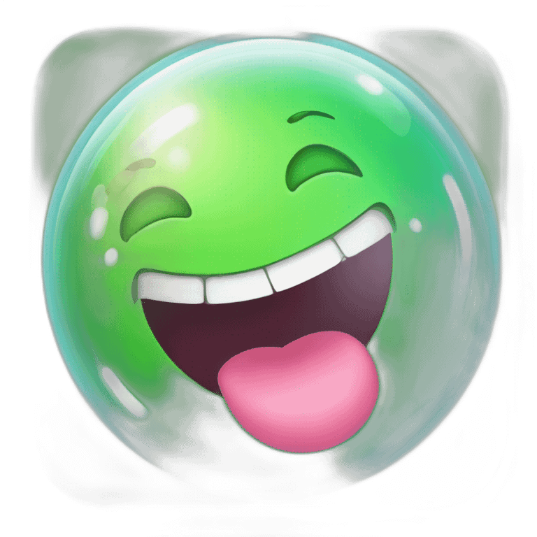 soap bubble shows tongue green transparent emoji