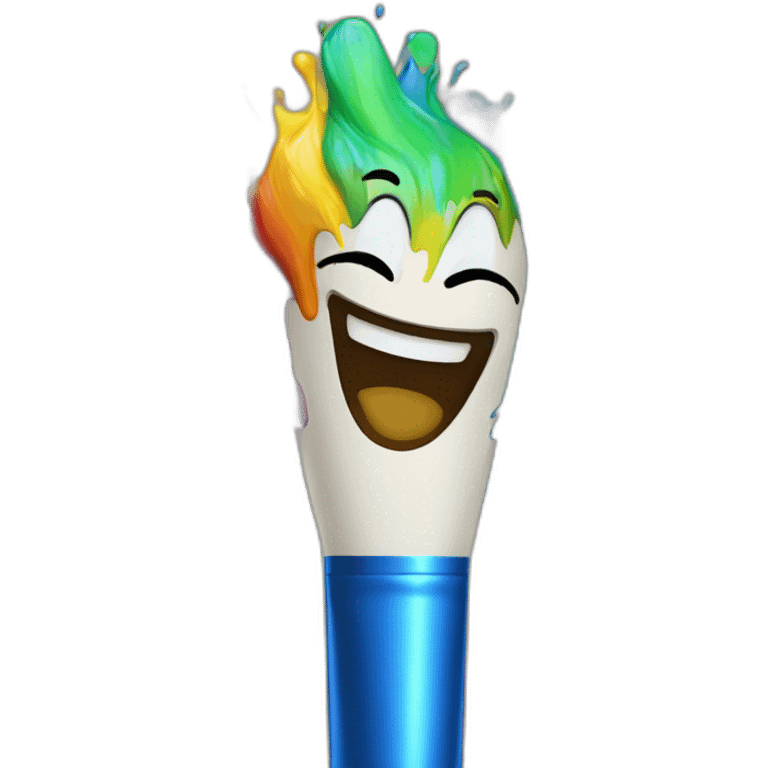 paintbrush with a face singing with joy many colors emoji