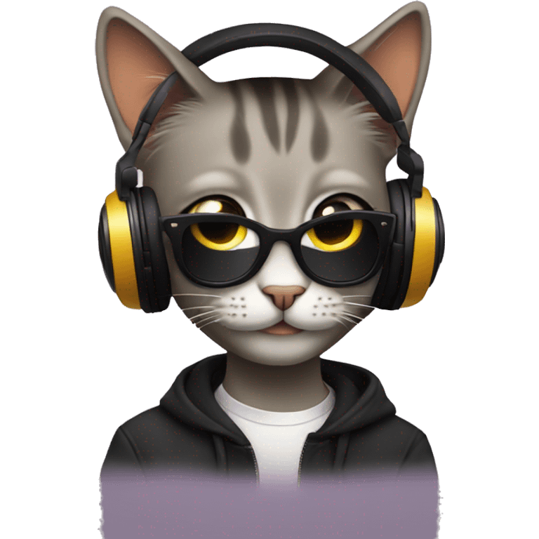 cat dj at the club emoji