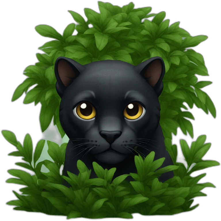 black pantera animal behind a bush emoji