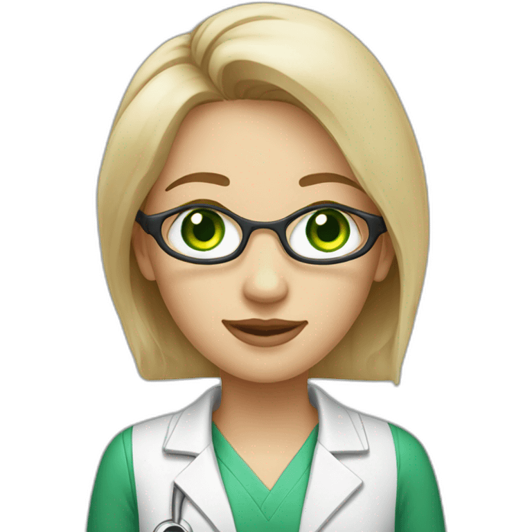 Ophthalmologist UI designer light haired girl with green eyes emoji