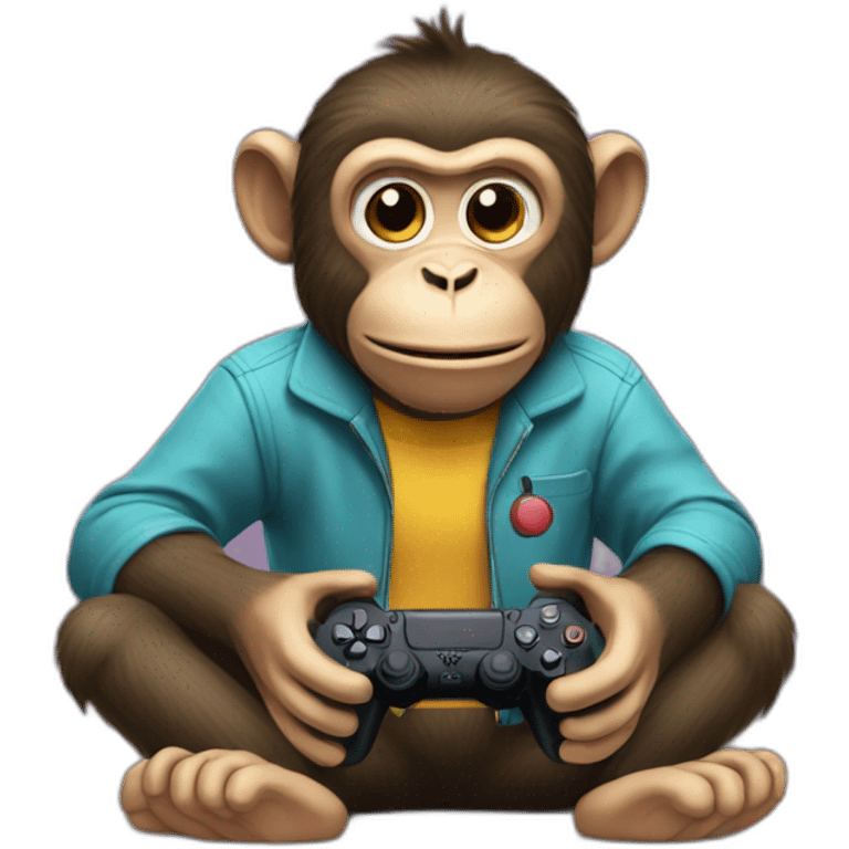 Monkey playing playstation emoji