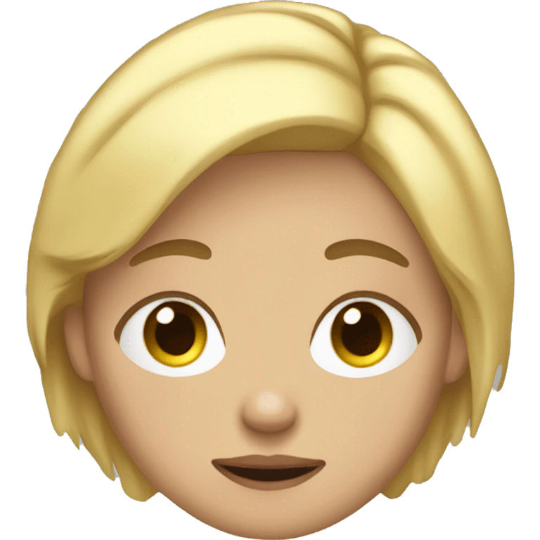 a girl with a short blond bob and a blue sweater is tired of a lot of projects emoji