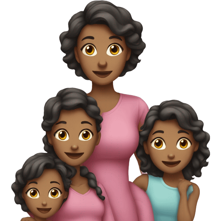 Mom and 3 daughters emoji