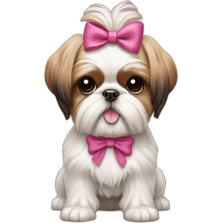 Dog Shih Tzu with a bow on his head full-body emoji