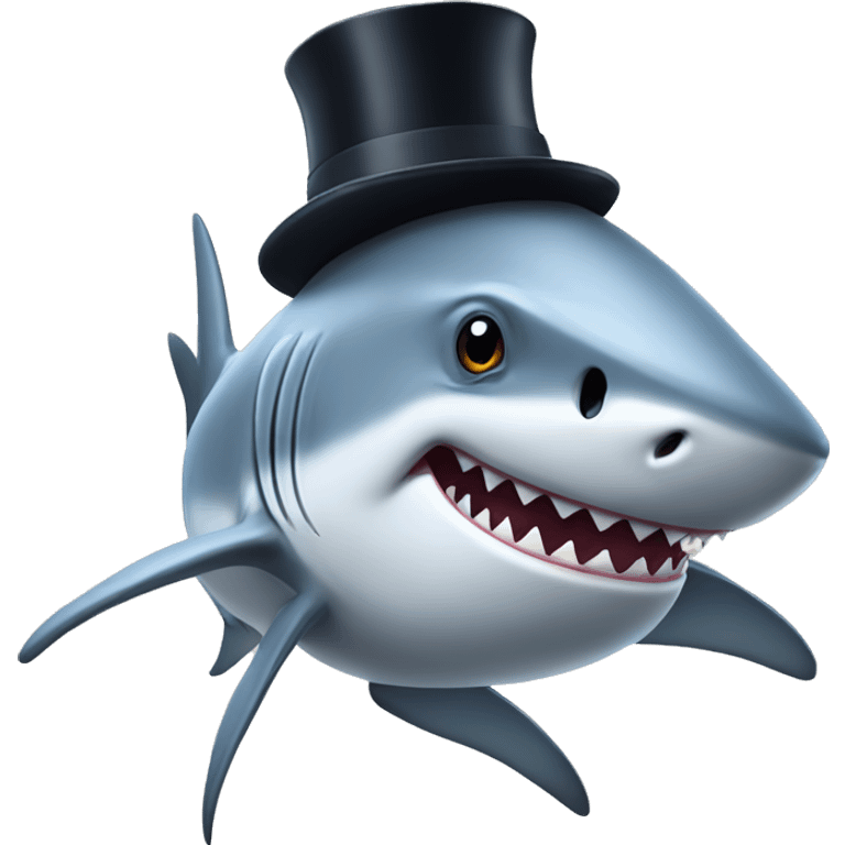 Shark with a top hat emoji