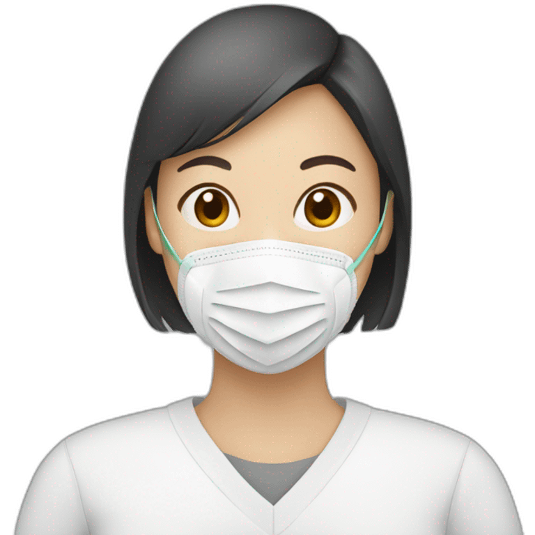 Asian woman wearing white N95 respirator emoji