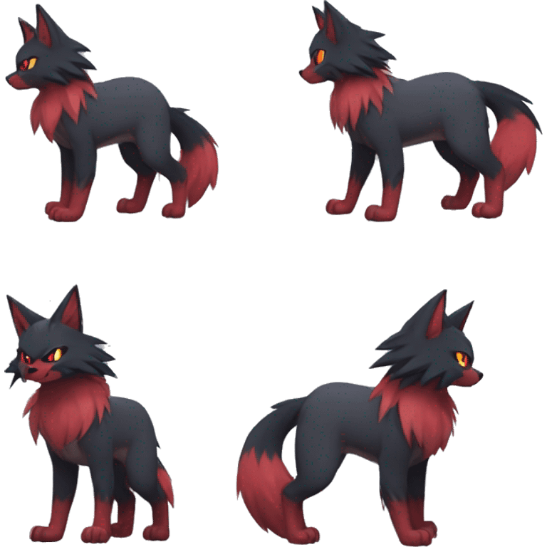 Litten-Zoroark-Mightyena-Zorua full body emoji