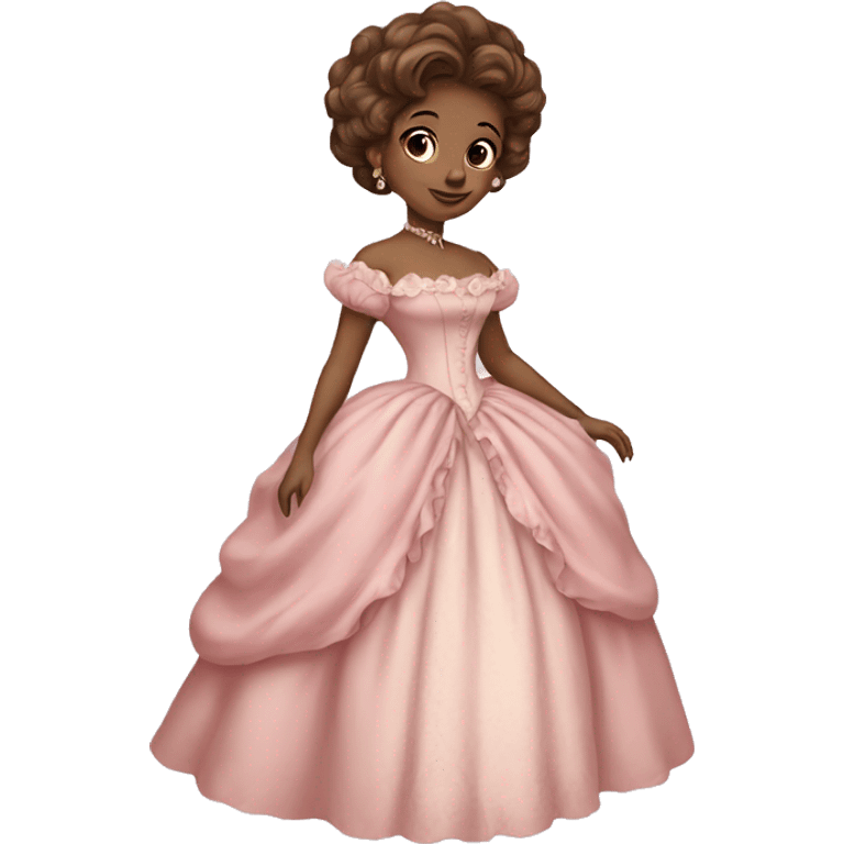 vintage rococo mixed woman with brown hair in a light pink gown  emoji