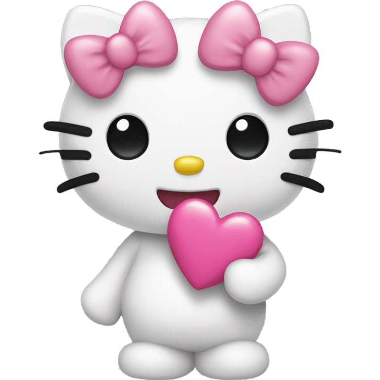 hello kitty with pink heart emoji