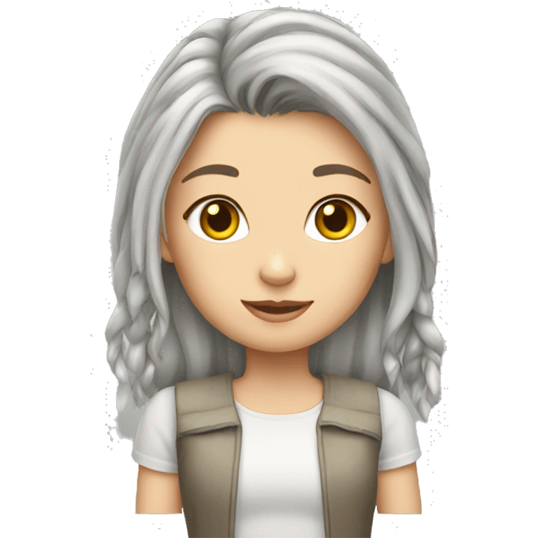 Silver tabby cats with blonde girl  emoji