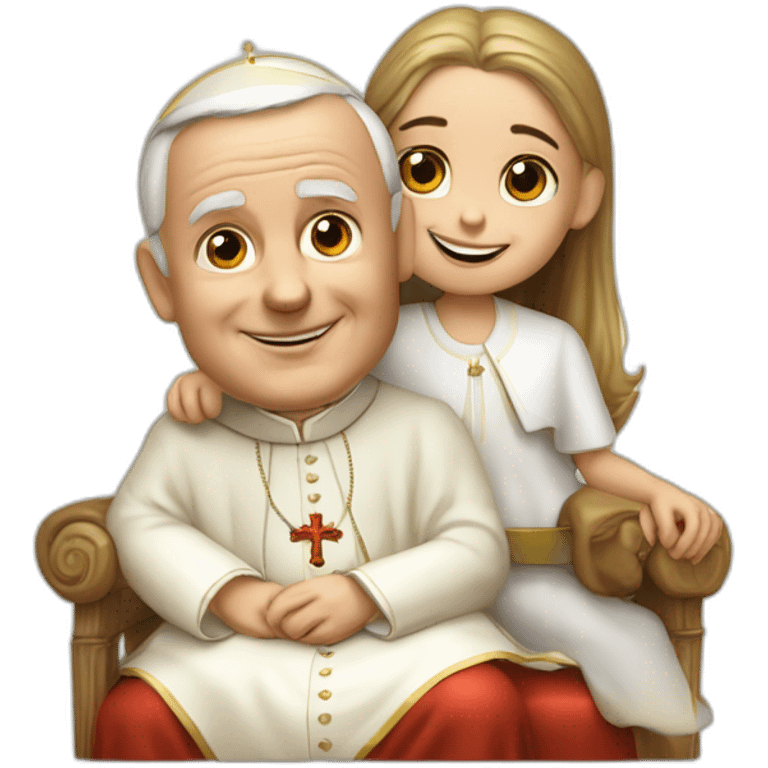 Pope John Paul the second with small girl on his laps emoji