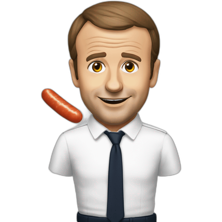 Emmanuel Macron mange saucisse emoji