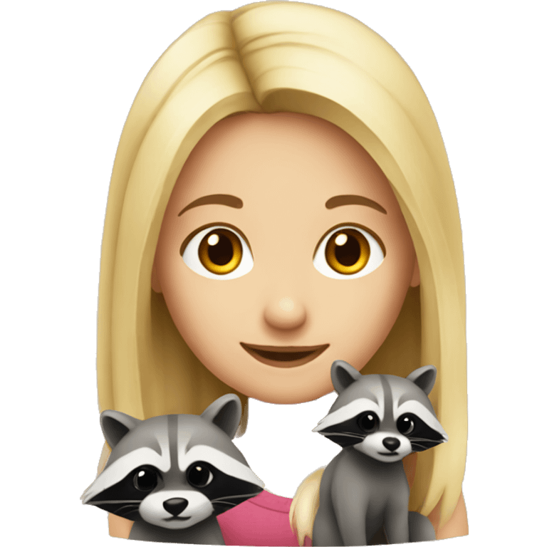 blonde girl with racoon emoji