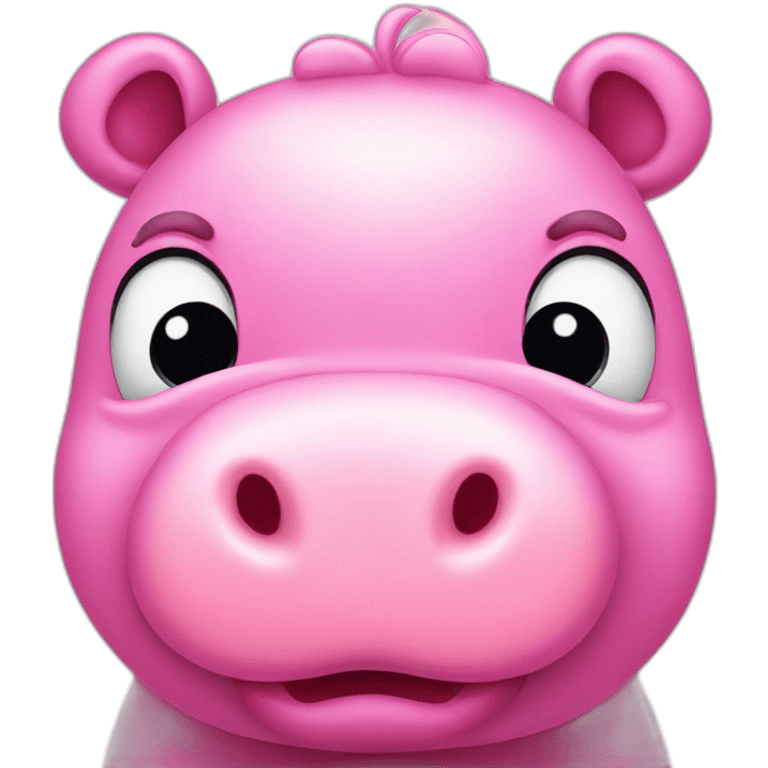 cute pink hippo looking surprised emoji