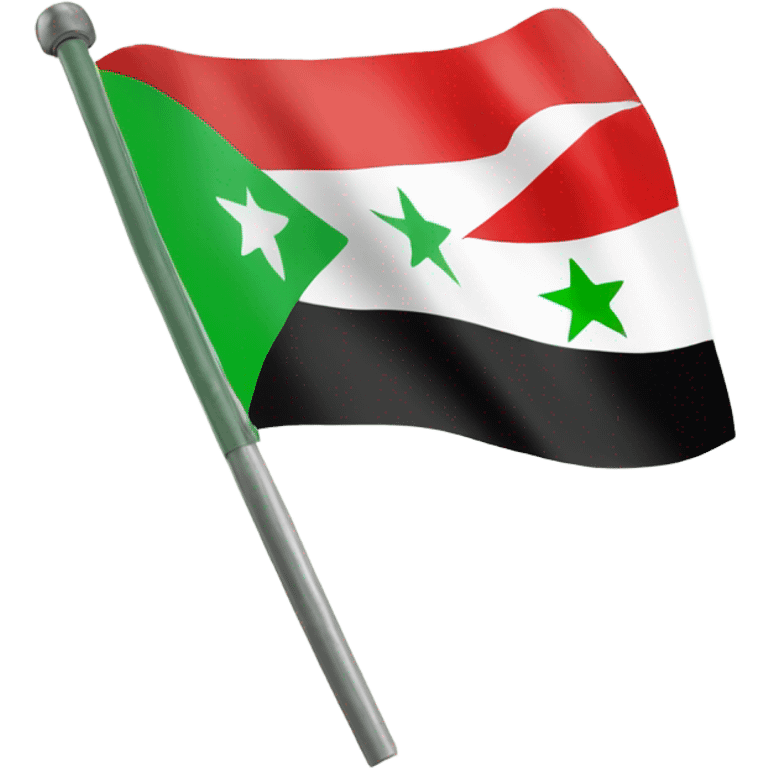 Free Syria flag iOS style. Green on top. White with 3 red stars on middle and black on the bottom emoji