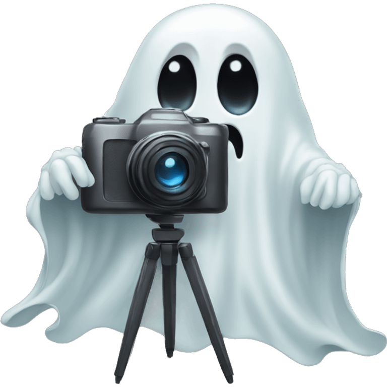 Ghost holding a camera drawing emoji