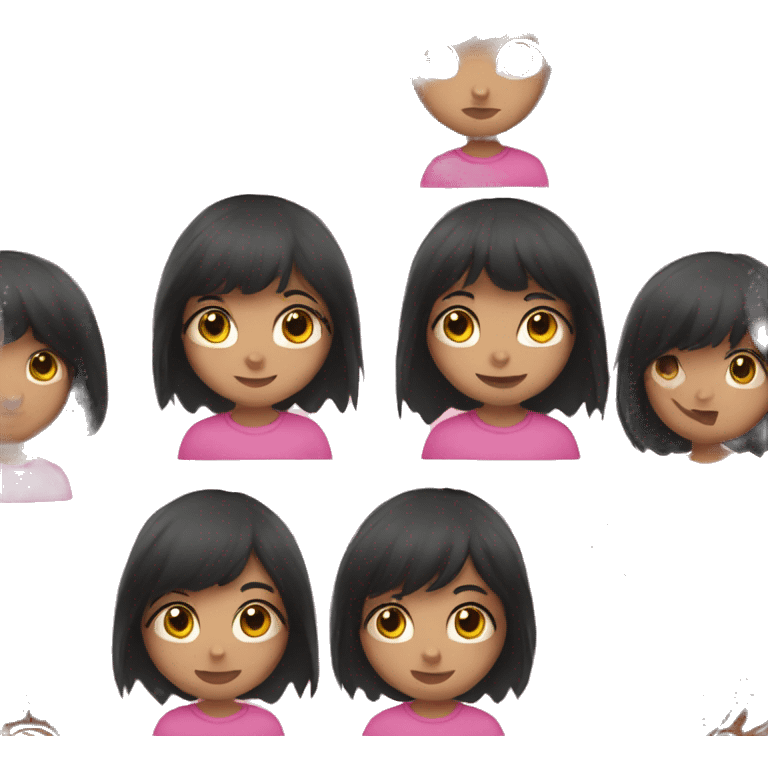 Girl with bangs and black hair pink shirt emoji