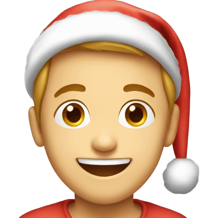 smiling boy in santa hat emoji