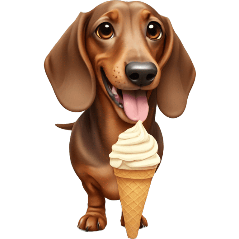 Dachshund eating ice cream emoji