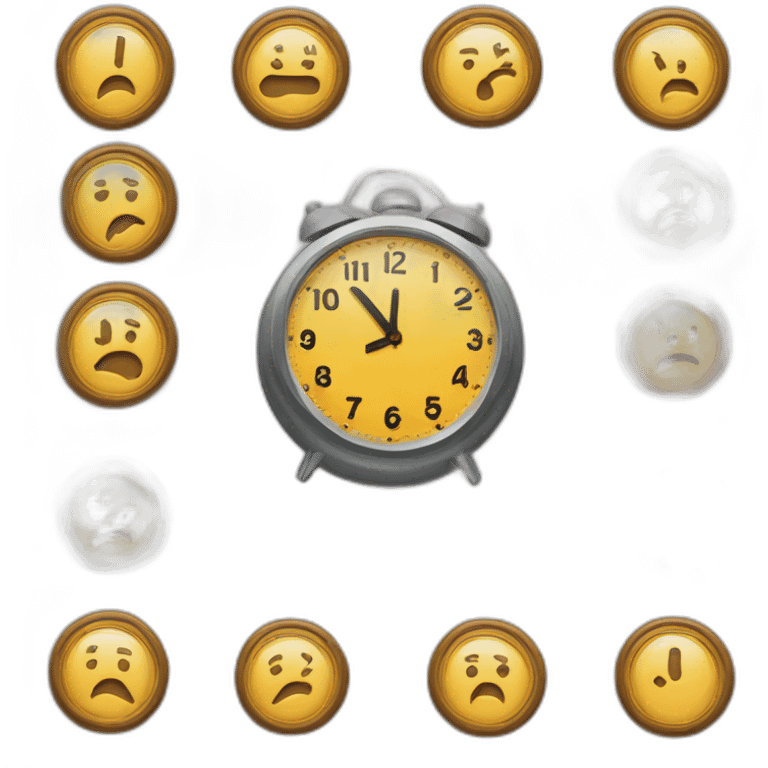 Clock pointing to noon, but hands replaced by question marks emoji