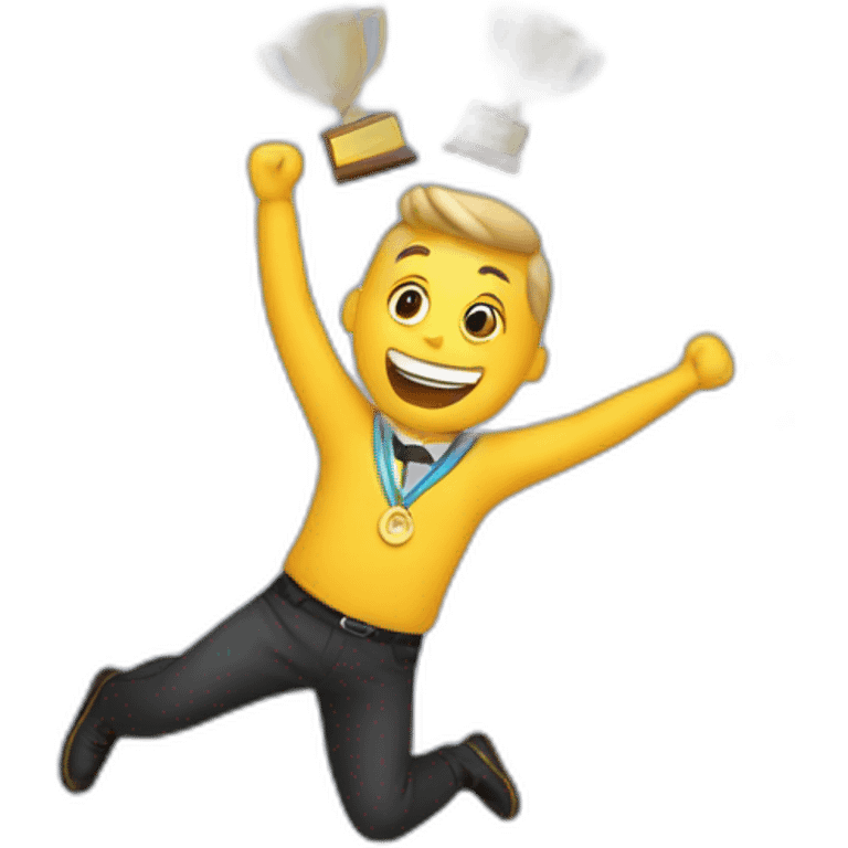 floating Excited man with awards emoji