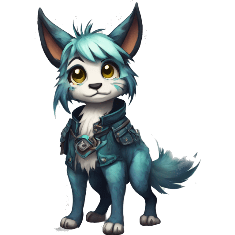 Cool cute Kawaii edgy fantasy shiny animal  fursona Fionbri vernid by griffsnuff & LiLaiRa & Falvie full body emoji