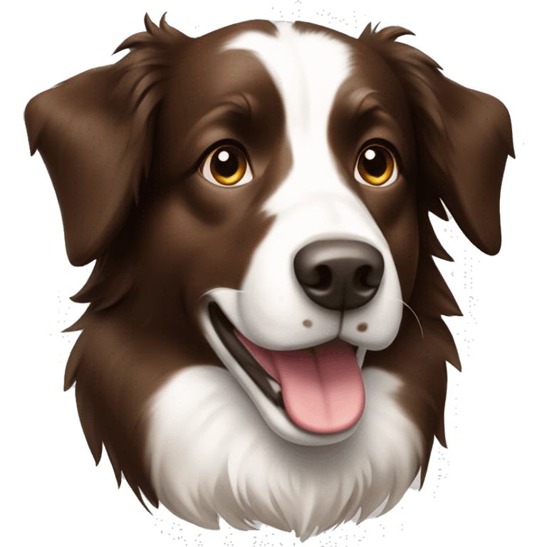 Brown and white border collie emoji