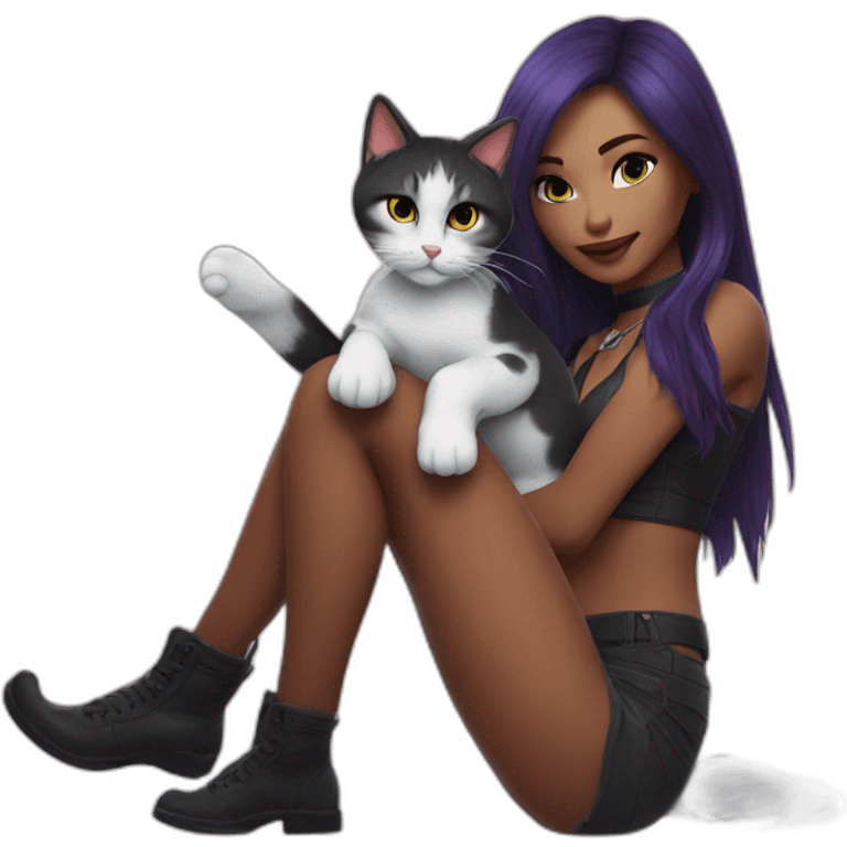 Katarina felene posing legs with cat emoji