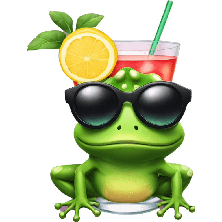 Frog with sunglasses and a cocktail  emoji