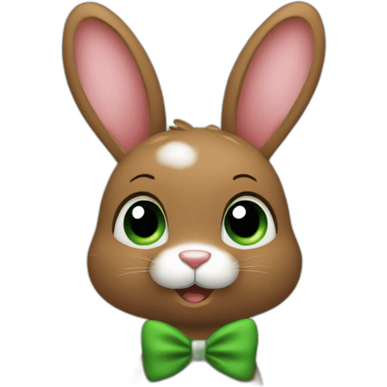 brown rabbit with green eyes and hearts emoji