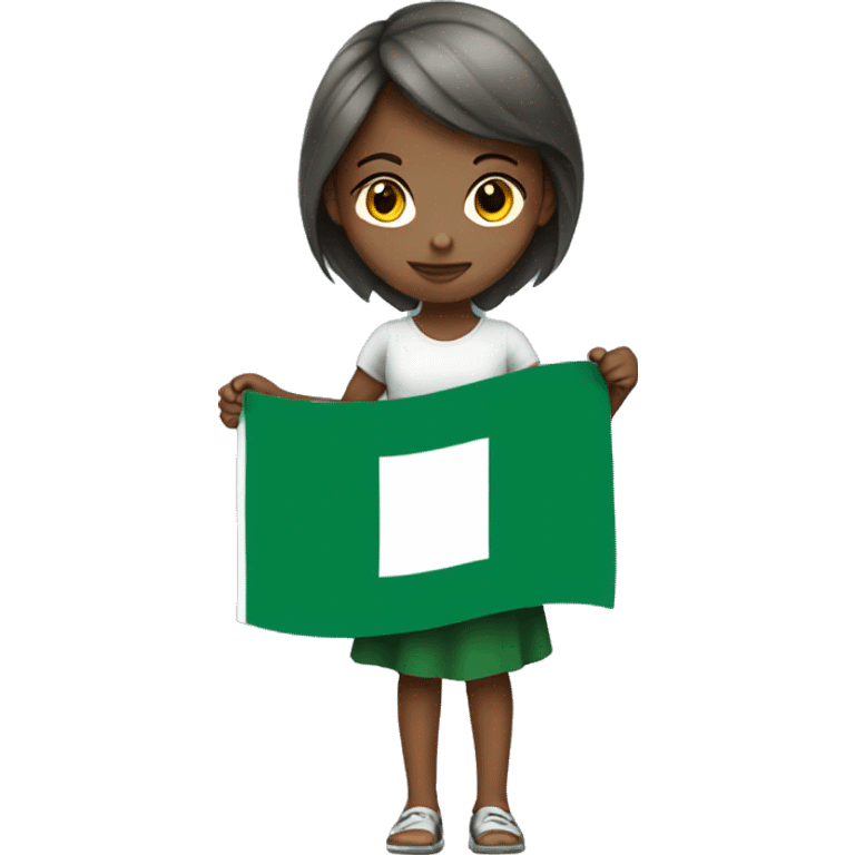 Girl holding Nigeria flag  emoji