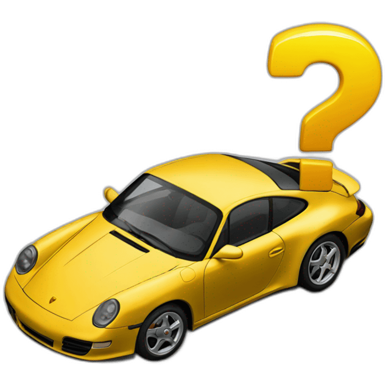 a question mark next to a Porsche emoji