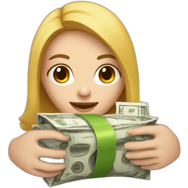 a bag of money in the hands of a white girl emoji