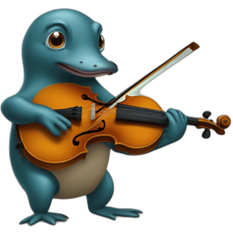 Platypus trying to playing violonchelo emoji