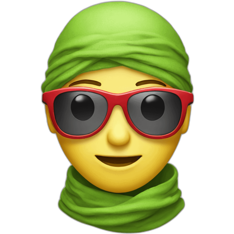 Alien with bandana,scarf and red shiny glasses glasses emoji