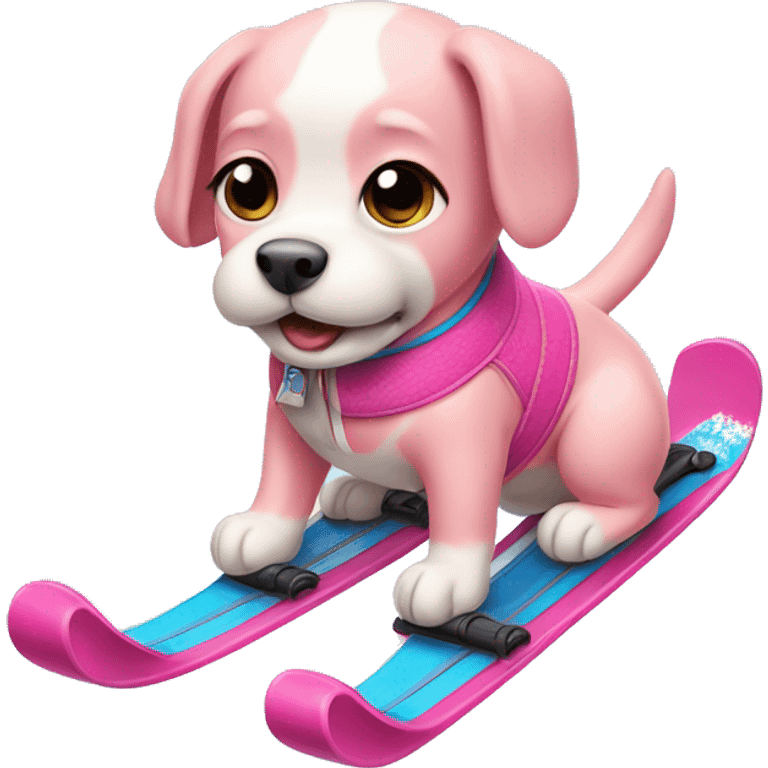 Pink puppy skiing  emoji