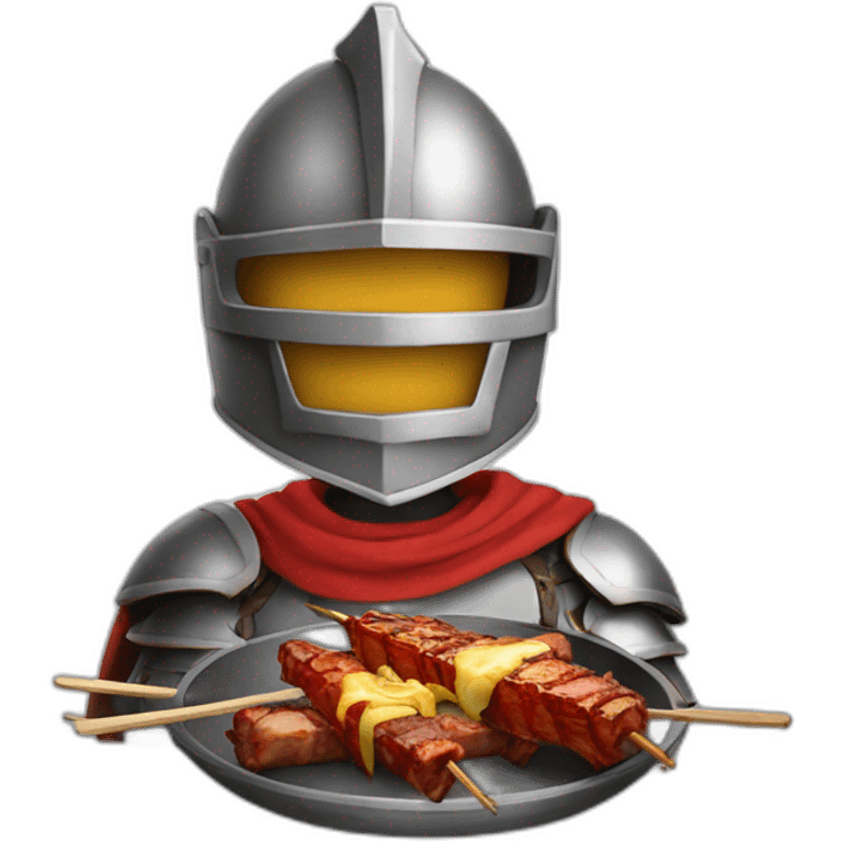 helmeted knight eating filipino bbq emoji