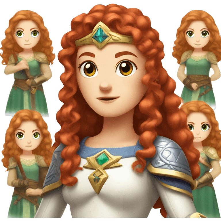 a white girl with long red curly hair and freckles, cosplaying Princess Zelda posing and ready for a fight emoji