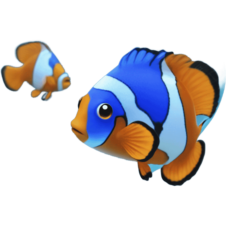 Blue clear Heart made out of water with a clownfish swimming inside  emoji