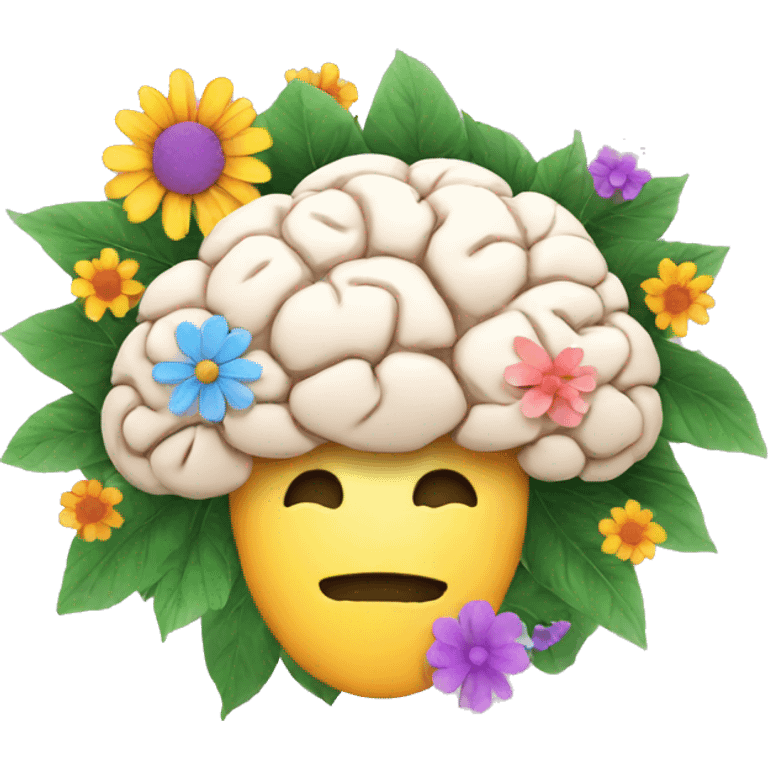 ADHD logo with a brain with Flowers  emoji