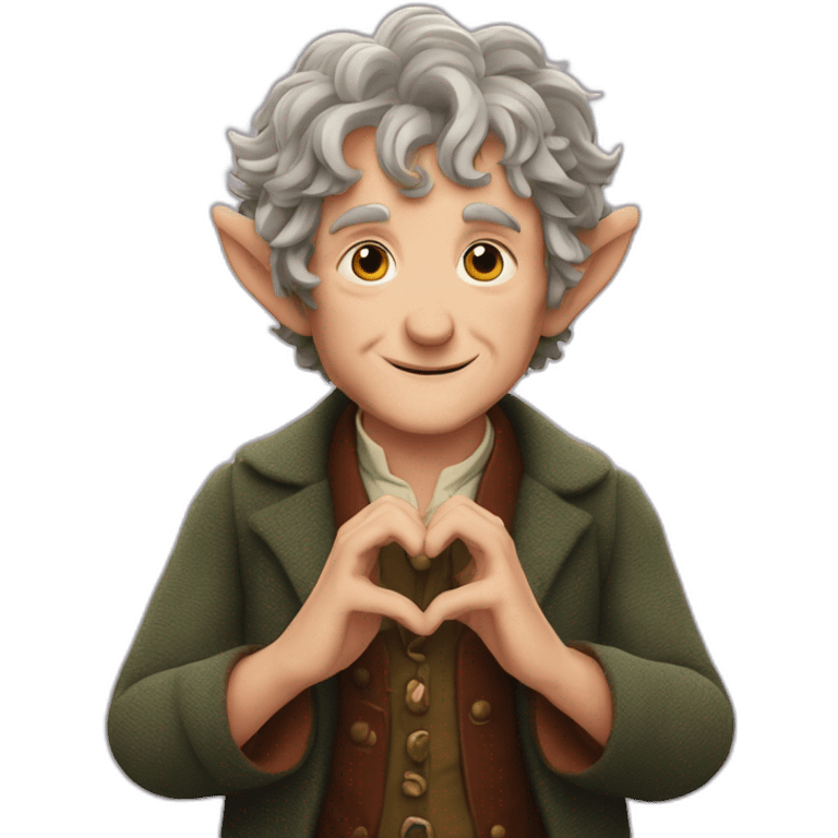 bilbo baggins making a heart with his hands emoji